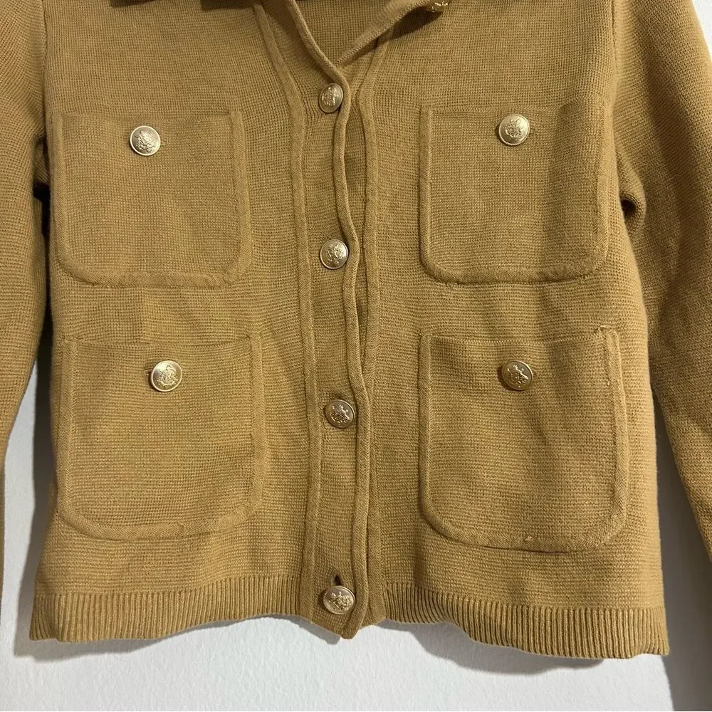 J. Crew Patch Pocket Lady Jacket Cardigan Sweater Honey Brown Preppy Academia